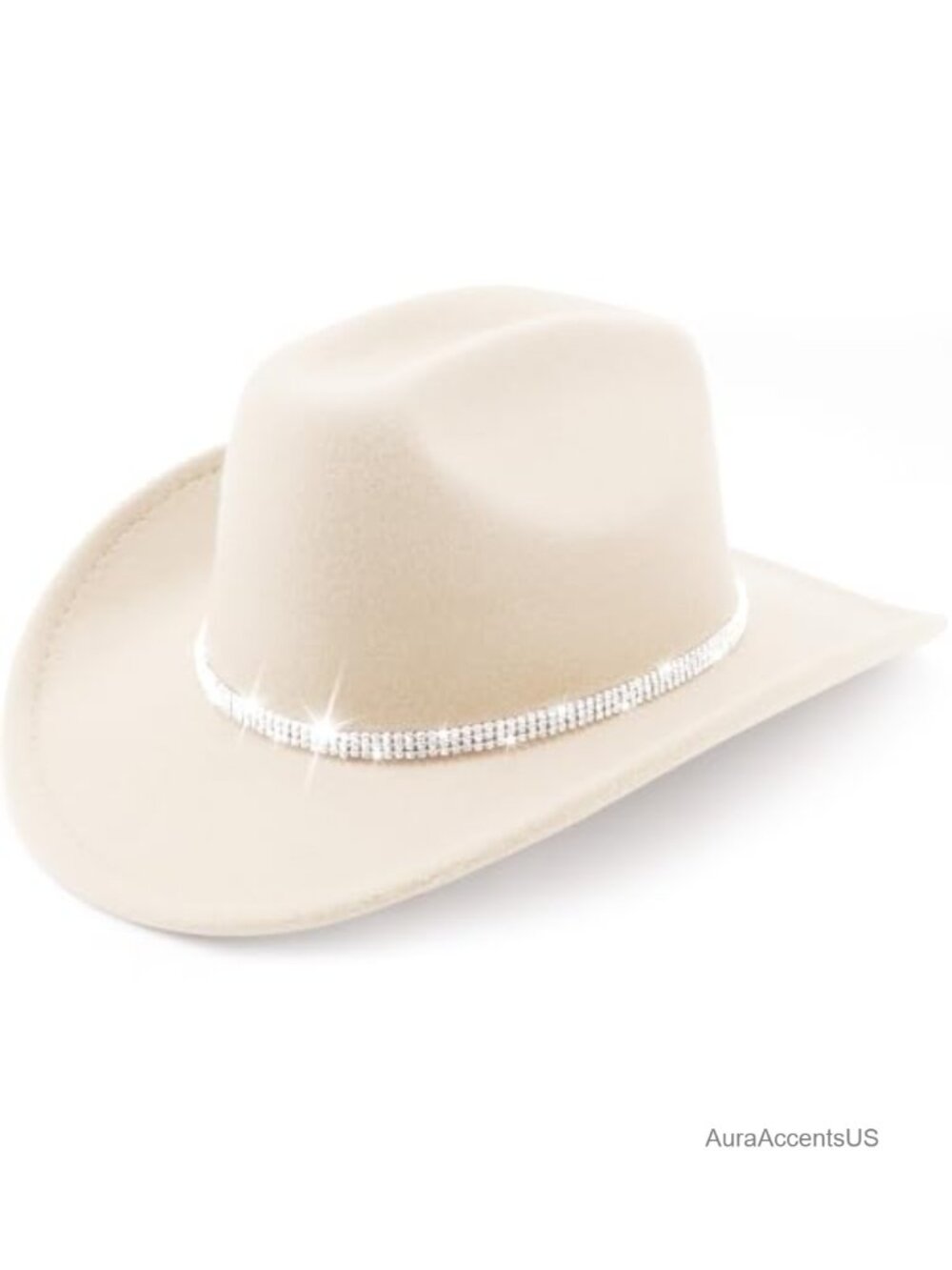 Rhinestone Glitter Cowboy Hat Wide Brim Western Fedora In Cotton Polyester